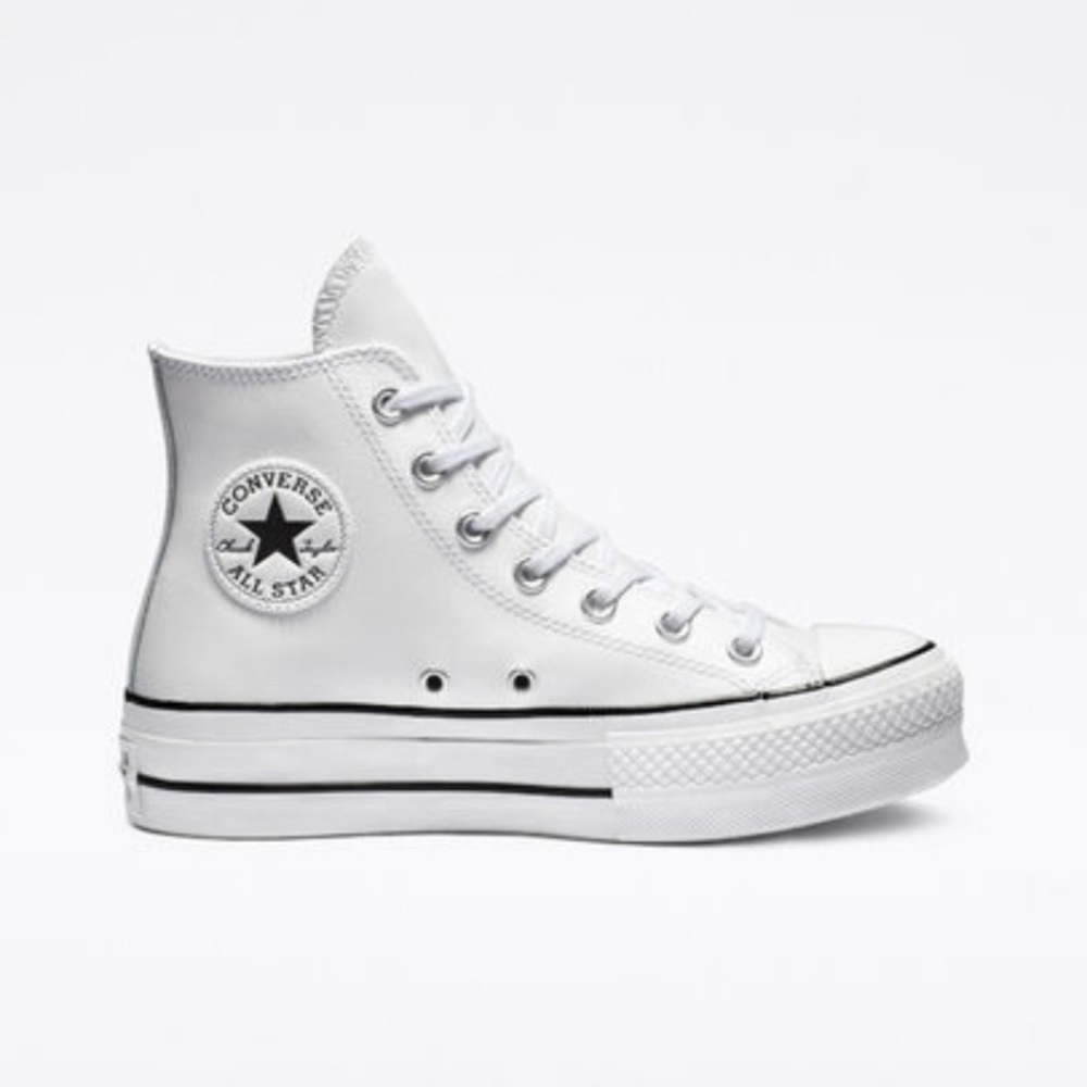 Leather Converse platform high tops!